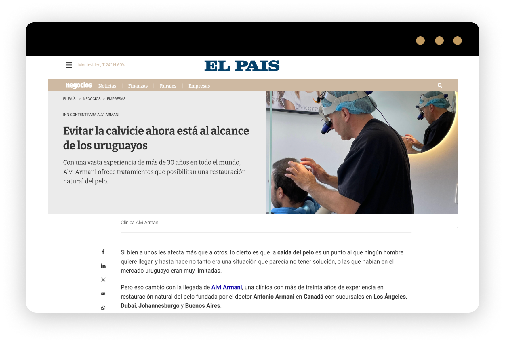 Nota de prensa sobre Alvi Armani